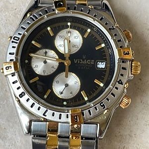Visage men battery water resistant 5ATM stainless steel chronograph w/day